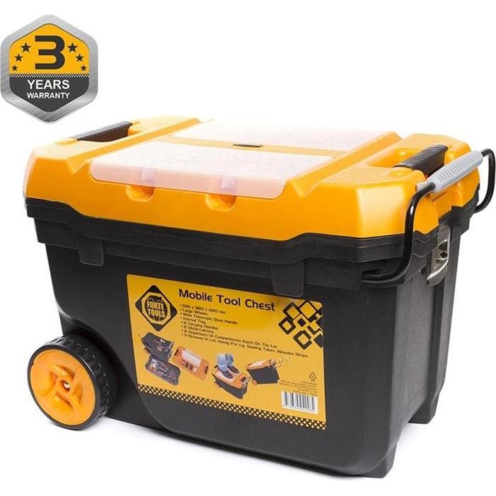 Forte tools, Cassetta degli attrezzi, Cassetta di montaggio mobile, cassetta degli attrezzi con rotelle, grande, 59,5 x 42 x 38 cm