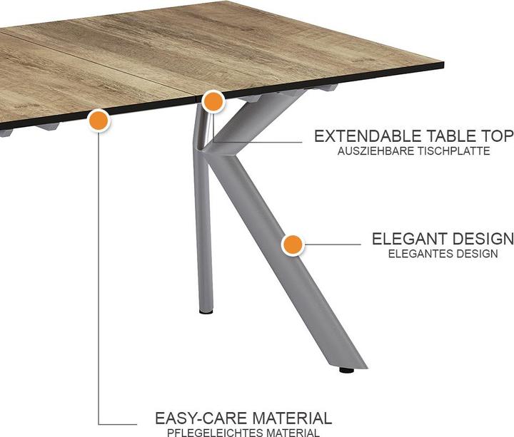 Immagine prodotto Vicco Esstisch Trill, Eiche rustikal/Grau, 140 x 90 cm ausziehbar (140 x 76 x 90 cm)
