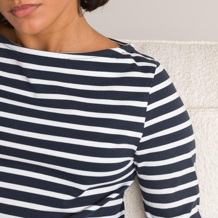 Produktbild La Redoute Collections Langarmshirt mit U-Boot-Ausschnitt und Streifenmuster (S)