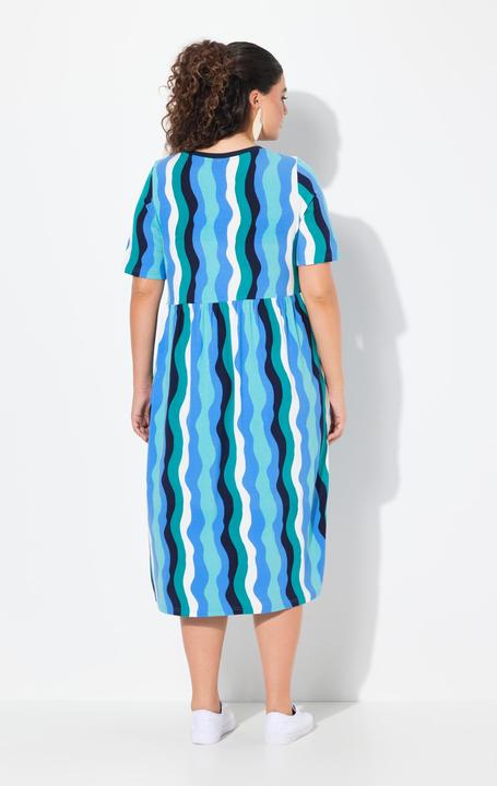 Produktbild Ulla Popken Midikleid, Wellenmuster, A-Linie, V-Ausschnitt, Halbarm (50, 52)