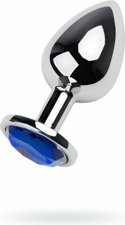 Actual product image Toyfa Silberner Analplug Metall mit blauem, rundem Stein