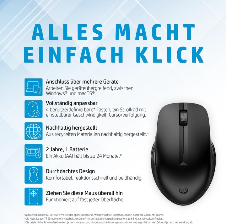 Productafbeelding HP 435 Wireless Maus Multi-Device (Draadloze)