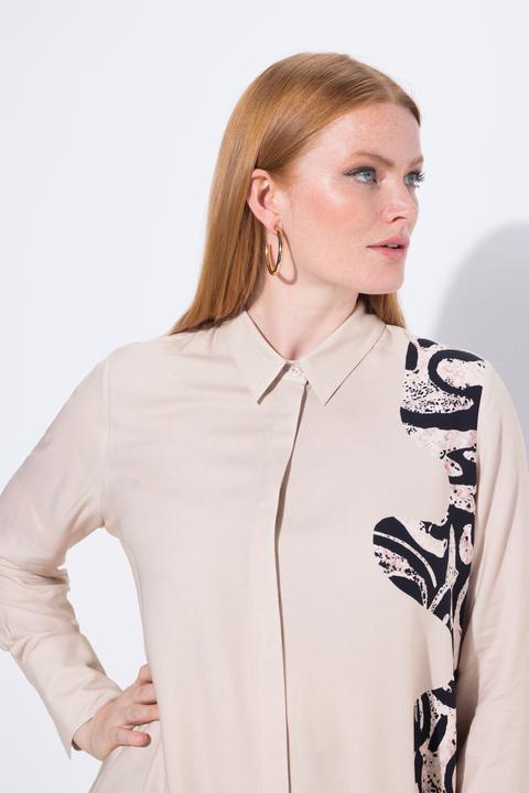 Immagine prodotto Ulla Popken Blusa lunga con design animalier, collo da camicia e maniche lunghe (46, 48)