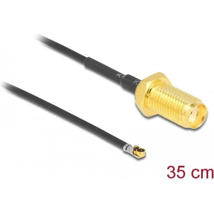 Thumbnail - Delock Antennenkabel SMA Buchse zum Einbau zu MHF 4L LK Stecker 1.37 35 cm Gewindelänge 10 mm (2.50 dB, Antennenkabel), ...