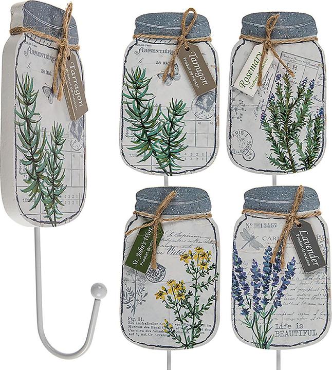 Out of the blue Weisser Holz-Wandhaken mit Blumendruck