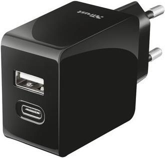 Trust Snelle dubbele wandoplader USB-C+USB