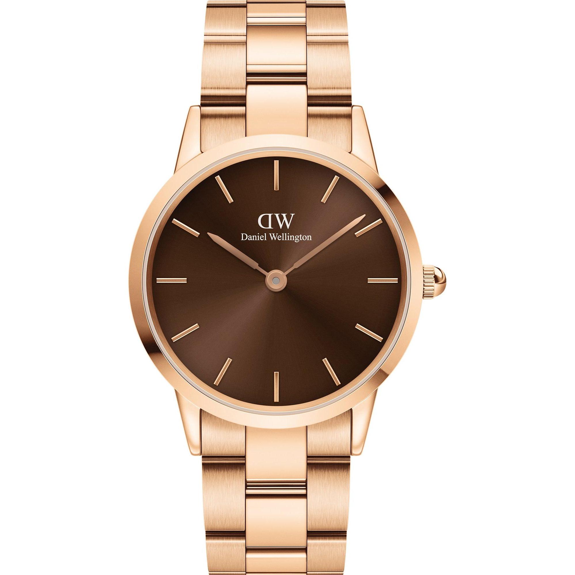 Daniel Wellington, Armbanduhr, Iconic Link Amber (36 mm), Rosa, (Analoguhr, 36 mm)