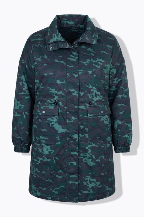 Actual product image Studio Untold Coat, straight shape, camouflage, drawstring waist