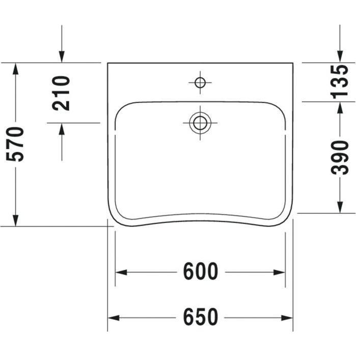 Thumbnail - Duravit, Waschbecken, Waschtisch DURASTYLE VITAL MED o ÜL m HLB 650x570mm ohne Hahnloch weiss (570 mm, 650 mm)