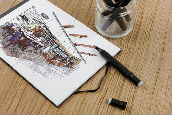 Produktbild Clairefontaine Doppelseitiges Layout-Skizzenbuch, 25 Blatt 11x22cm 220g - Schwarz (Kein Einband)