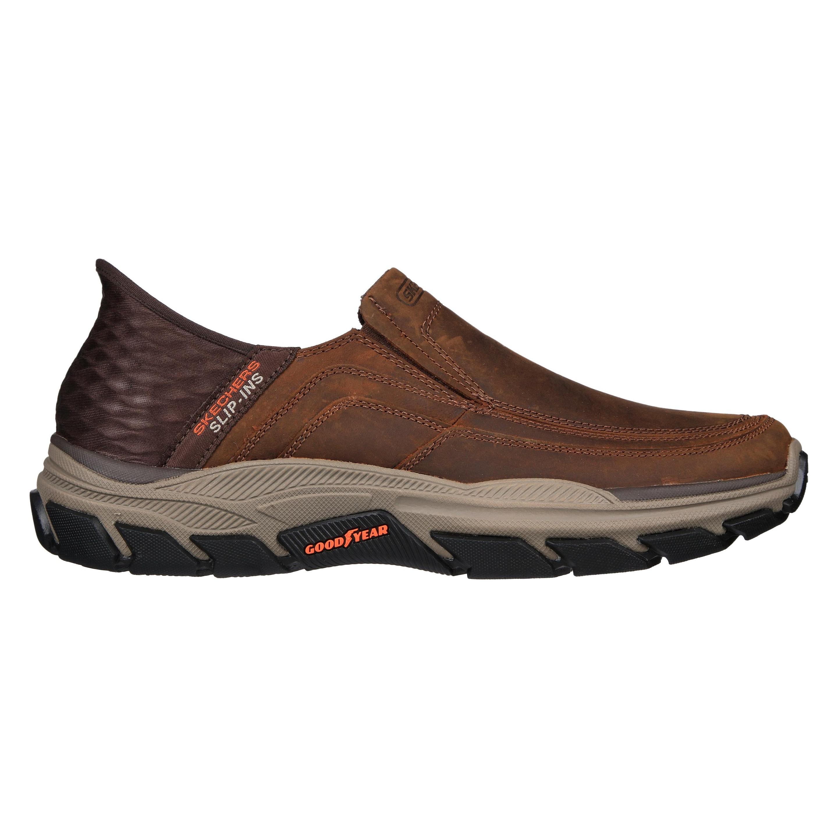 Skechers, Mannen, Lace-Ups, Herenslip Sportieve Rubberen Zool Bruin, Bruin, (42.5)