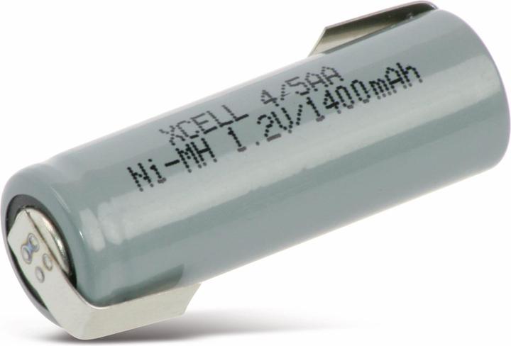 XCell NiMH battery, industrial cell, 4/5AA, Z-solder tag, 43x14.5mm, 1.2V/1400mA (4/5 AA)