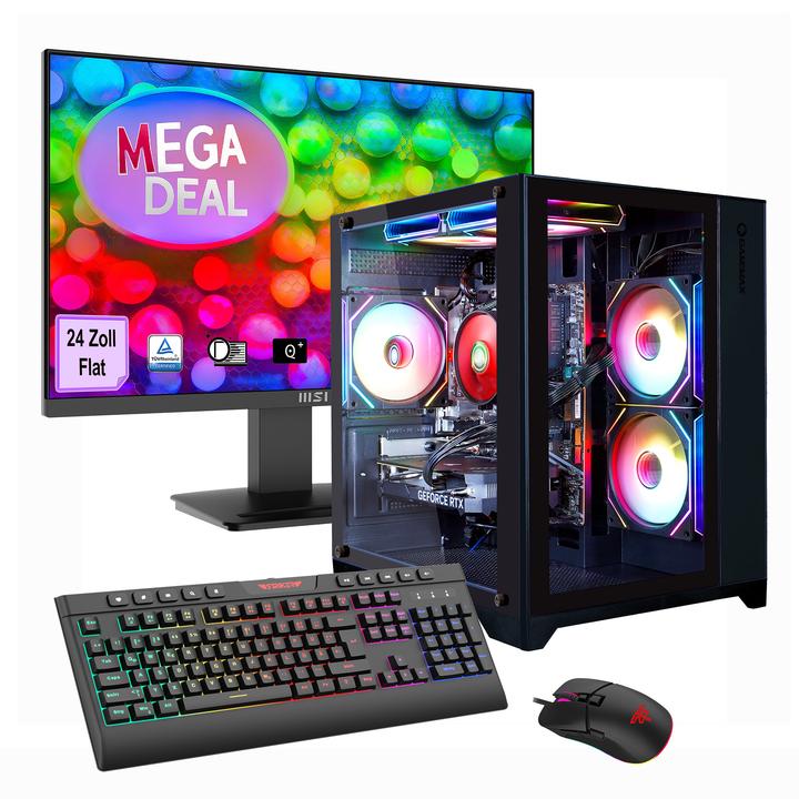 Produktbild GameMax Infinity Mini BK SET2698 + MSI PRO MP2412 Monitor 60cm (24") + Maus & Tastatur (1000 GB, 16 GB)
