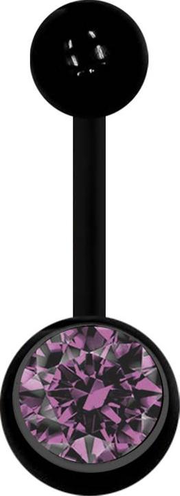 Immagine prodotto Star Piercing Banana nera con sfera e cristallo viola chiaro (Materiale sintetico, senza ottone)