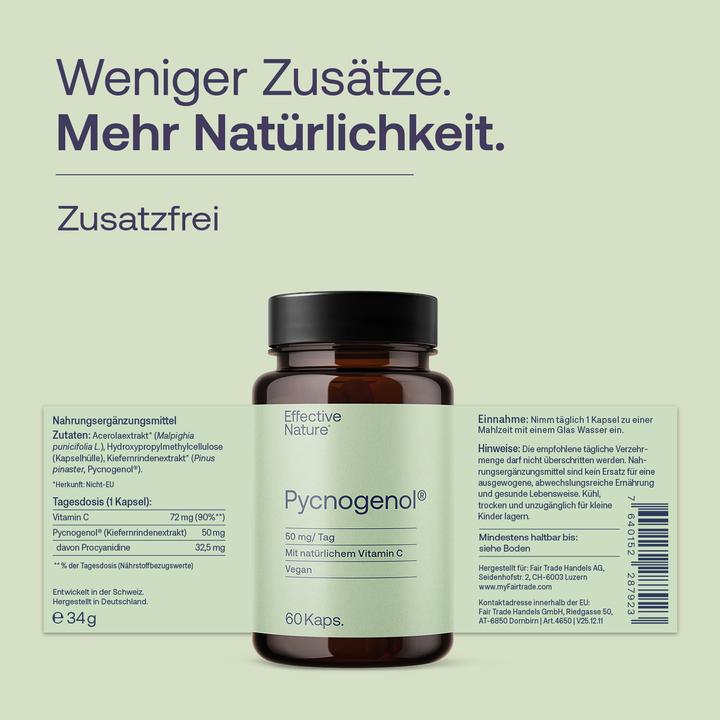 Actual product image Effective Nature Pycnogenol - Pinienrindenextrakt (60 pcs., Capsules)