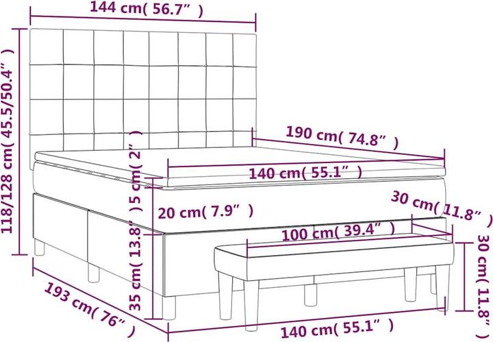 Actual product image vidaXL Boxspringbett (140 x 190 cm)