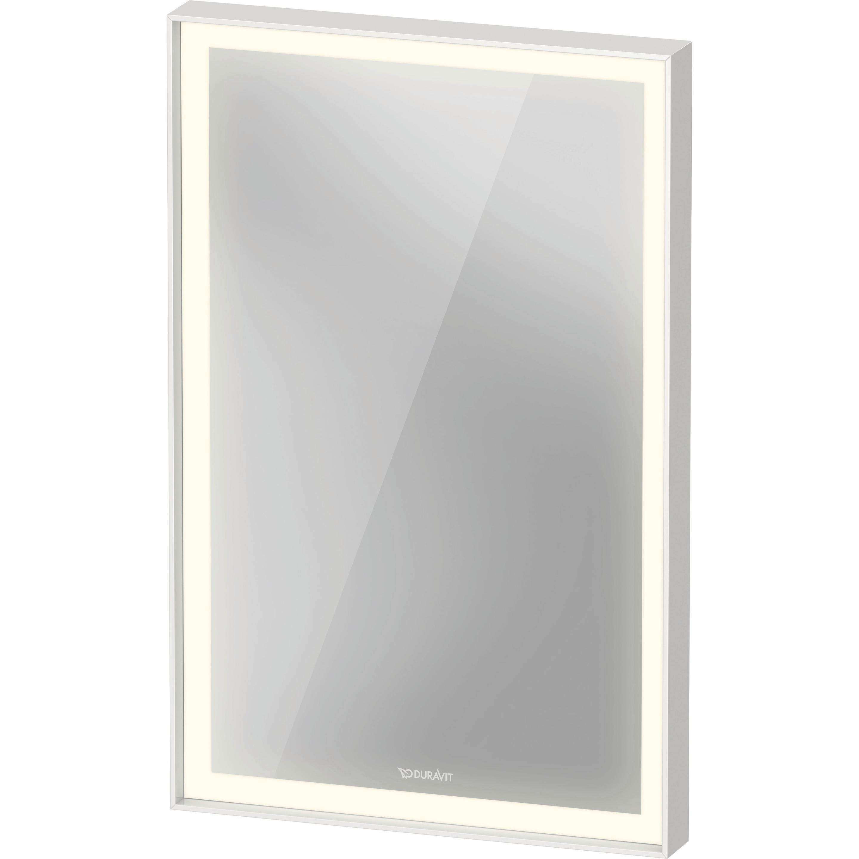 Duravit, Specchio, L-Cube Miroirs avec éclairage, angulaires, LED 18W, 450x700x67mm, blanc aluminium mat (45 x 70 cm)