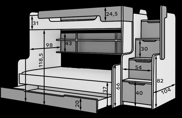 Produktbild ADRK Furniture Harrel Etagenbett mit Treppe