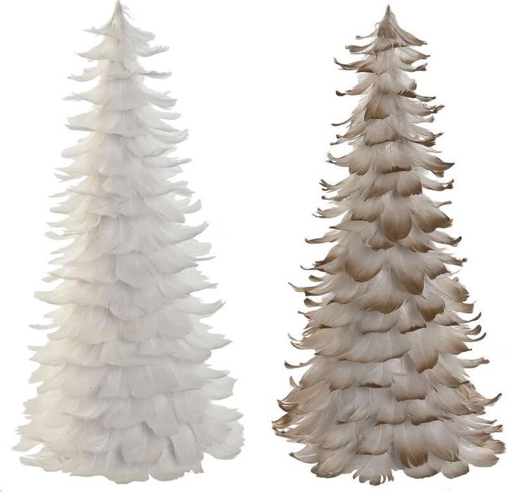 Image du produit Esprit Arbre de Noël Home Blanc Or Carton Plume 22 x 22 x 46 cm (2 pièces) (46 cm)