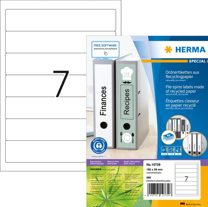 Image du produit HERMA Étiquettes classeur recyclées A4