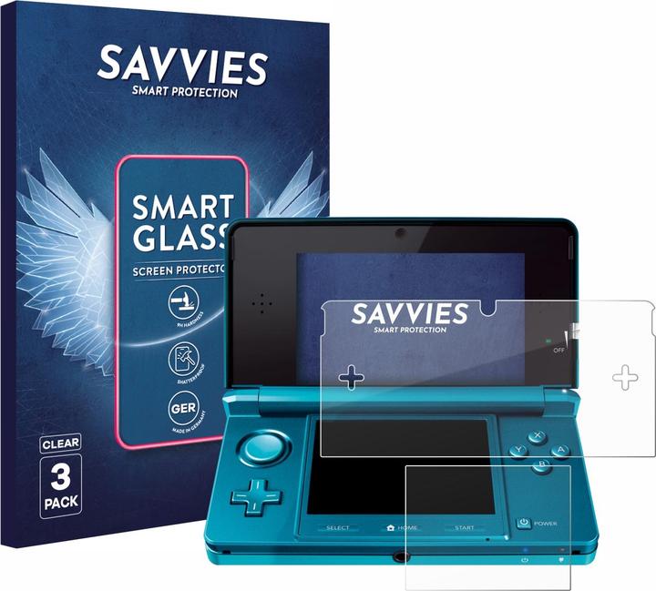 Produktbild Savvies Panzer Schutzglas für Nintendo 3DS Schutzfolie Displayschutz Display Schutz Glas Folie klar