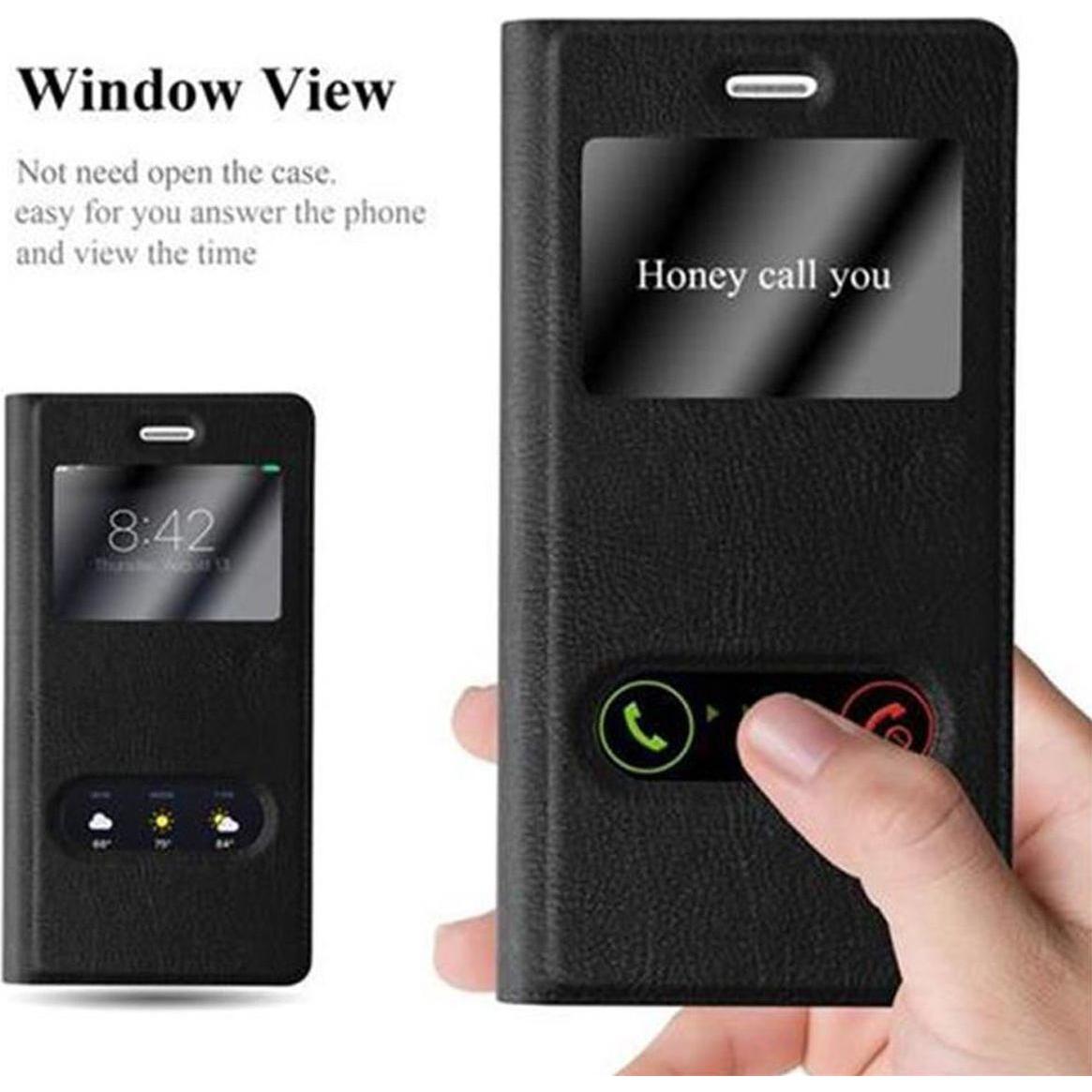 Thumbnail - Cadorabo Book mit View Doppelfenster Cover (Huawei P8 Lite), Smartphone Hülle, Schwarz