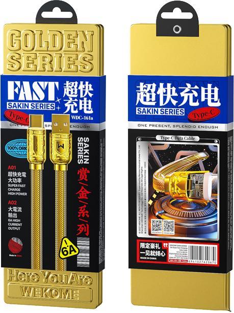 Actual product image Wekome WDC-161 Sakin-Serie – USB-A-zu-USB-C-Schnellladeverbindungskabel 6A 1 m (Gold) (1 m)