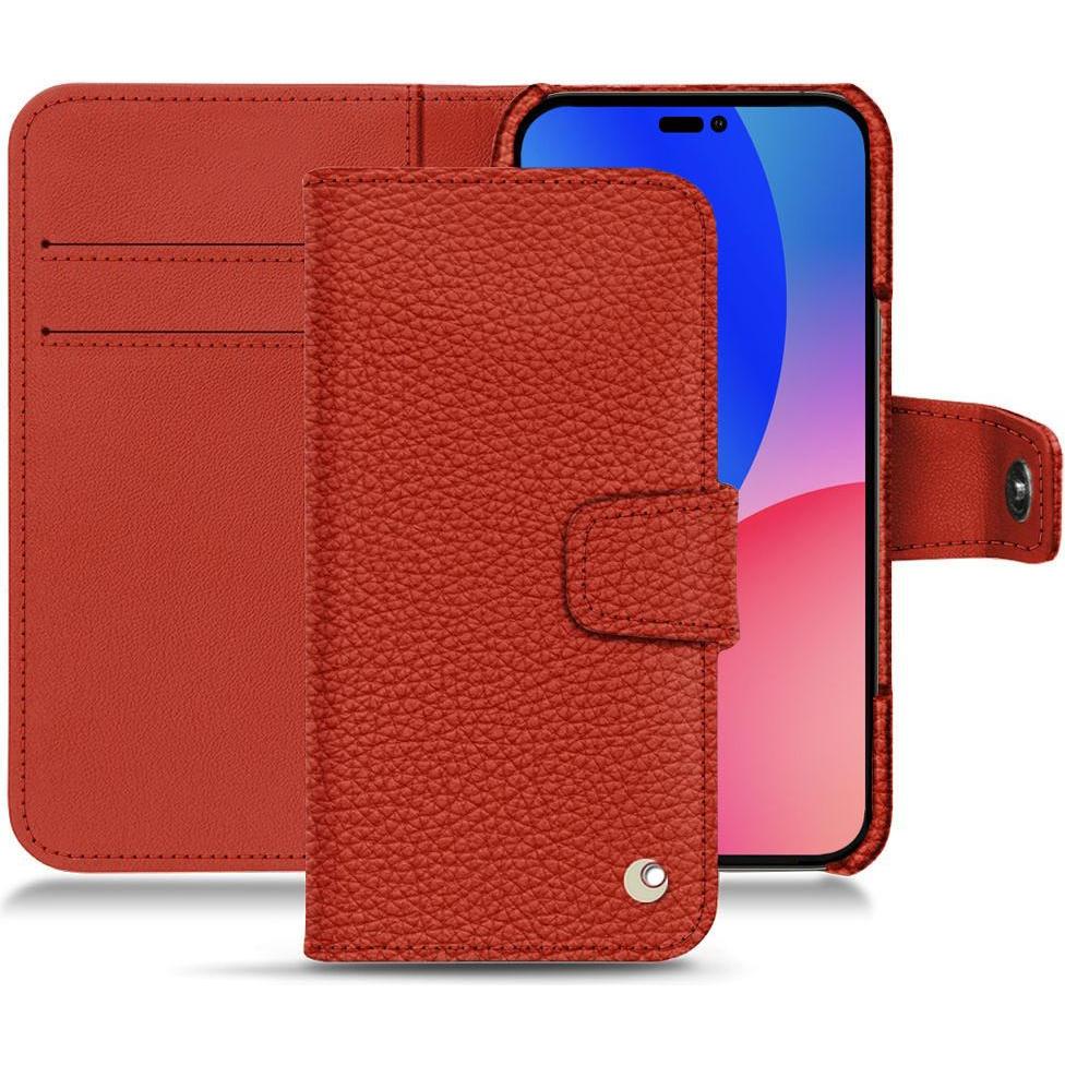 Noreve Lederschutzhülle Wallet (Apple iPhone 14 Pro Max), Smartphone Hülle, Orange