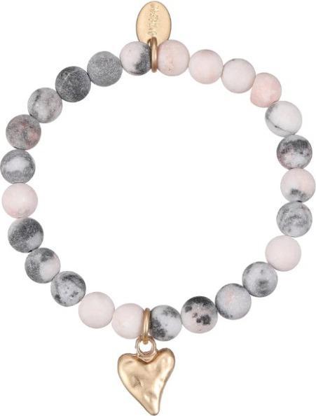 Andreani Armband aus echtem Jaspis und Achat mit Herzanhänger von (19 cm, Genuine jasper and agate)