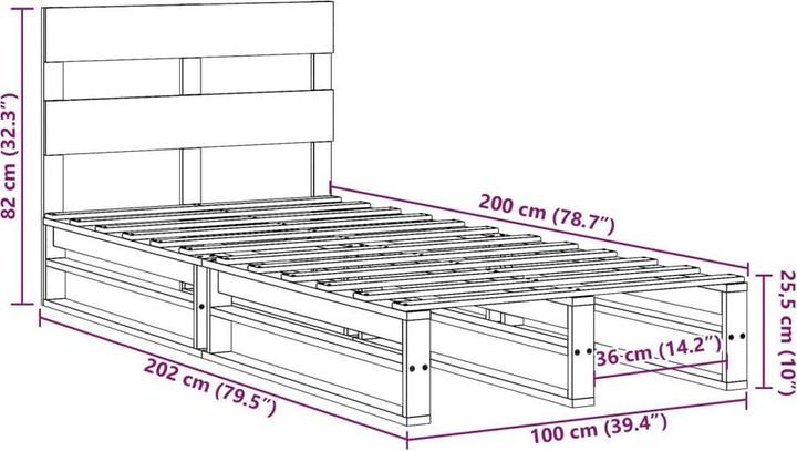 Produktbild vidaXL Bettrahmen (100 x 200 cm)