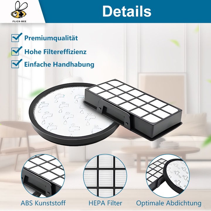 Image du produit Flickbee Filter set for Rowenta X-Power & X-Trem Power Silence Force Cyclonic - replaces ZR006001, 1202012