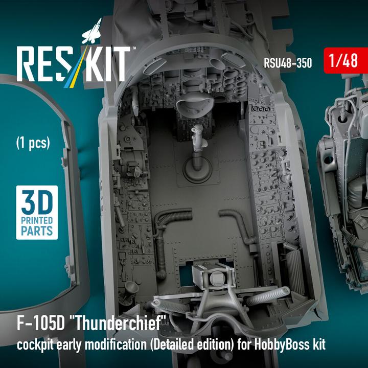 Actual product image ResKit F-105D Thunderchief cockpit early modification (Detailed edition) for HobbyBoss kit (3D Printed)