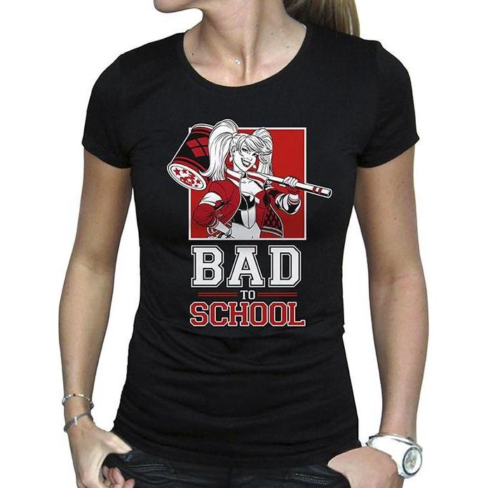 ABYstyle, Donne, Maglietta, Dc Comics - Donna tshirt nera Harley Quinn BAD TO SCHOOL, Nero, (L)