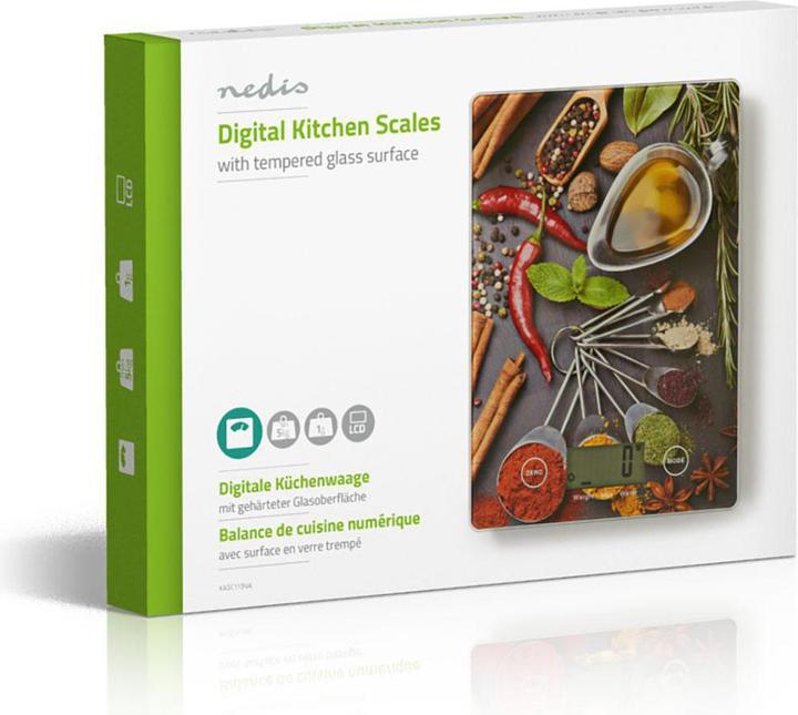 Actual product image Nedis Digital kitchen scales, LCD display, glass I