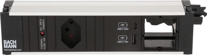 Produktbild Bachmann Einbausteckerleiste CONI, 1x T13, 1x USB A/C, 1x Custom leer (1 x, Typ 13, USB-A, USB-C, 0.20 m)