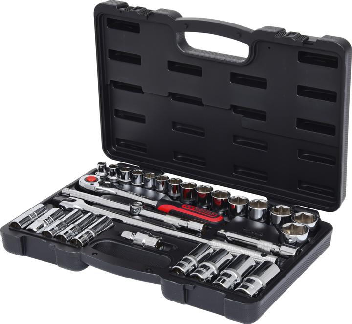 Actual product image KS Tools 1/2" CHROMEplus socket set, 30 pieces, hexagon, inch size, flank traction (1/2")