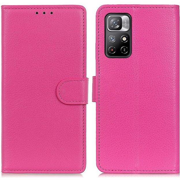 Thumbnail - MU Classic Litchi Leder Bookcover Series (Xiaomi Poco M4 Pro 5G), Smartphone Hülle, Rosa