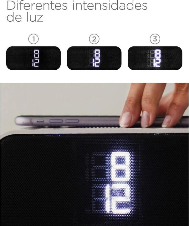 Image du produit KSIX Wuad Horloge D'Alarme Chargeur Sans Fil 10w Bluetooth Speaker Fm Radio