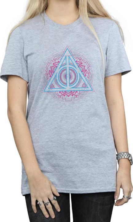 Actual product image Womens/Ladies Neon Deathly Hallows Cotton Boyfriend T-Shirt (M)