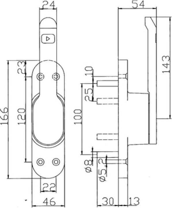 Productafbeelding Deni Deurschoot VARIO DIN links / rechts zilver geanodiseerd lichtmetaal 30 mm rondstaf 10 mm