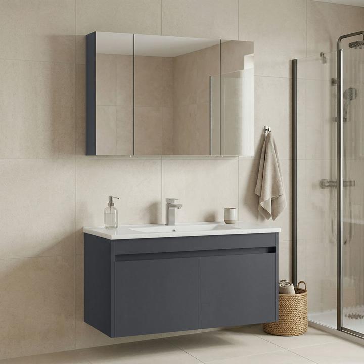 Produktbild Homitis Side 100 v3 Bathroom Cabinet With Sink & Mirror Set (2 Pieces)