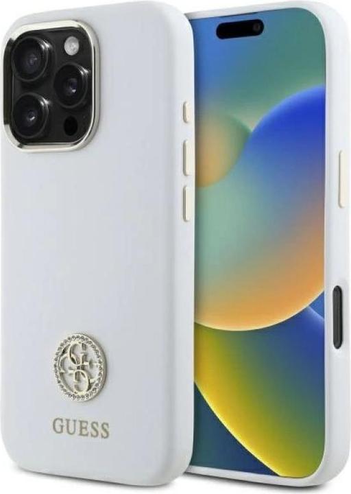Produktbild Guess GUHCP16XM4DGPH iPhone 16 Pro Max 6.9" biały/white hardcase Silicone Logo Strass 4G (Apple iPhone 16 Pro Max)