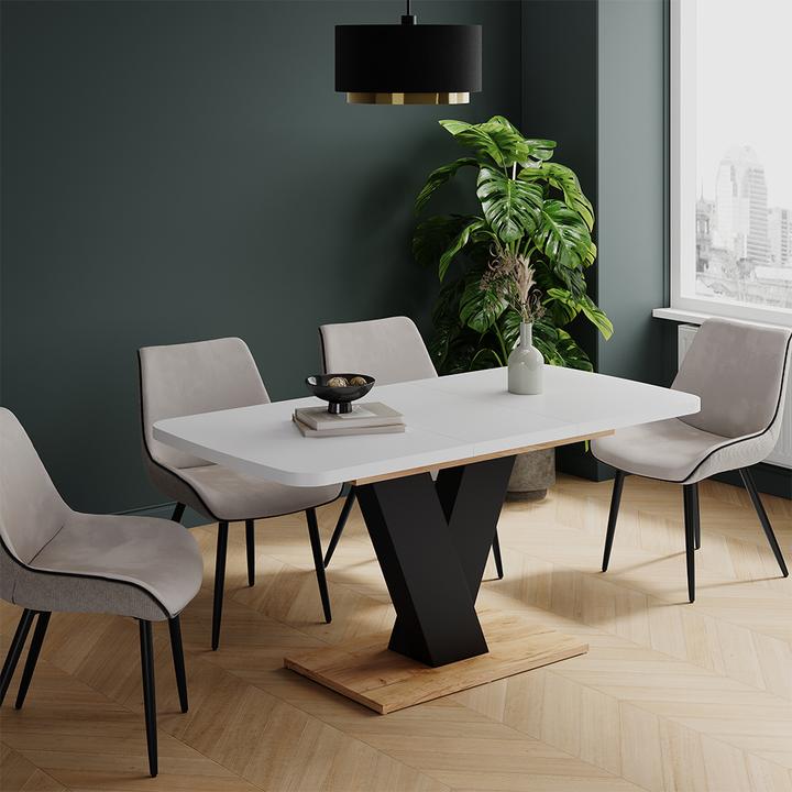 Produktbild Vicco Esstisch Fenaro, Weiss/Goldkraft Eiche/Goldkraft Eiche/Schwarz, 120 x 80 cm ausziehbar