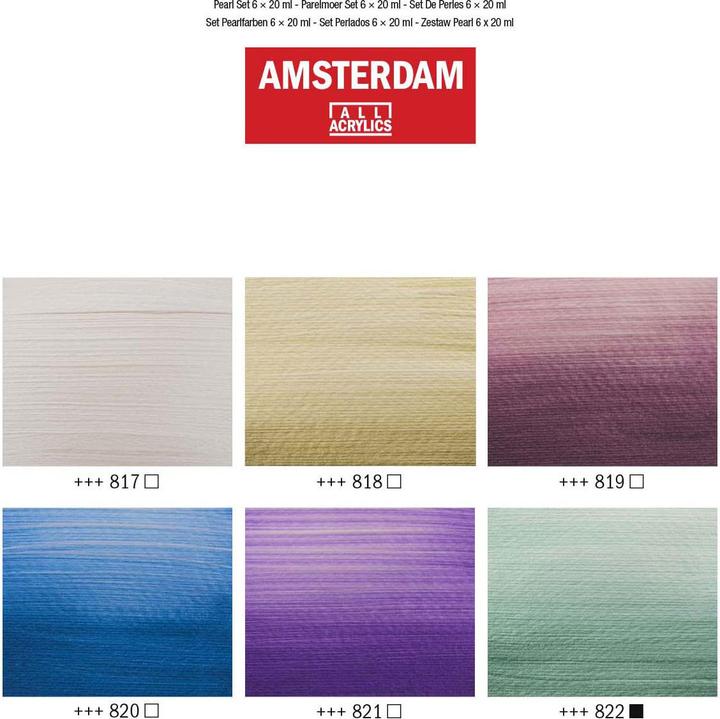 Produktbild Talens Amsterdam Starter Set (Perlweiss, Perlgelb, Perlrot, Perlgrün, Perlblau, Perlviolett, 120 ml)