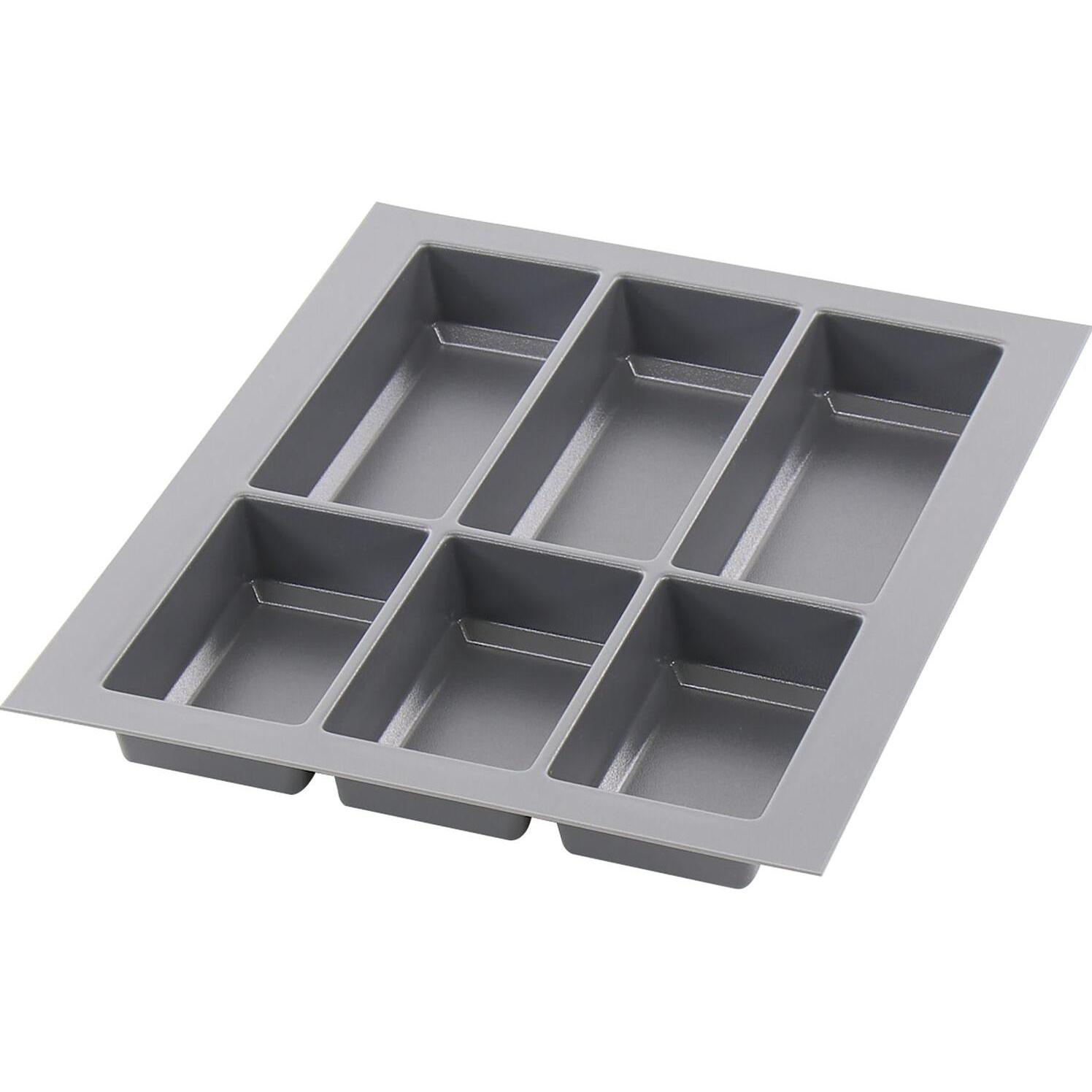 Agoform Besteckeinsatz Classico kürzbar 490x390x50,5mm, Kunststoff schiefergrau, Besteckkasten, Grau