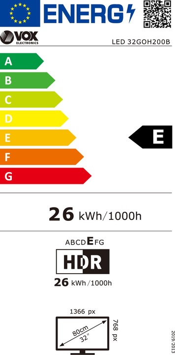 Energy Label Vox TV 32GOH200B (Google TV) (32", LED, HD ready)