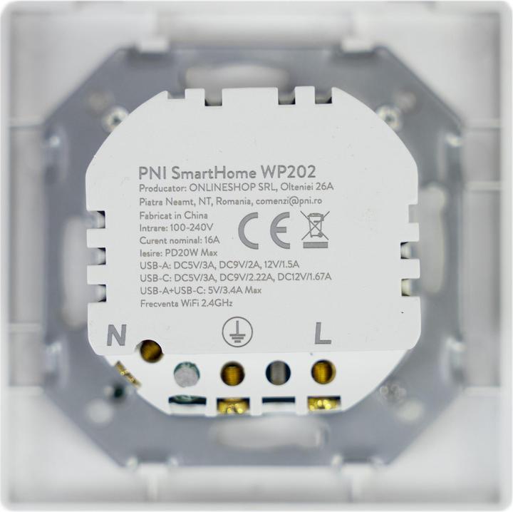 Actual product image PNI SmartHome WP202 WiFi smart socket outlet, concealed installation, internet control, special Tuya