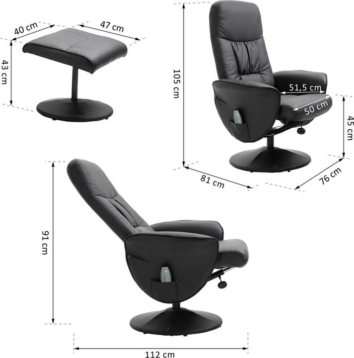 Actual product image Jamb Massage chair with footrest