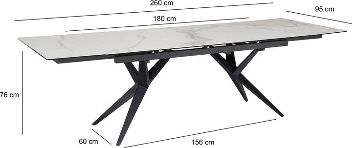 Actual product image FineBuy Esstisch Esszimmertisch 180 - 260 cm Keramiktisch Ausziehbar Keramik