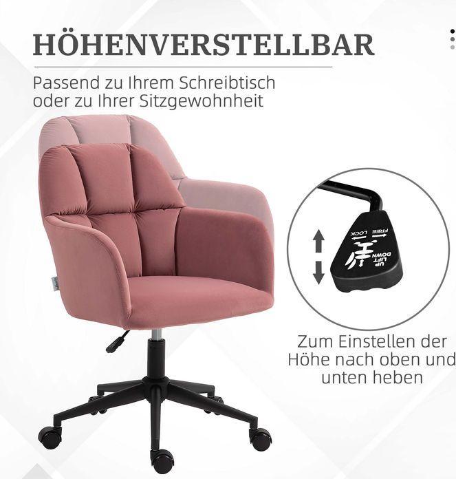 Produktbild Swisshandel24 Bürostuhl, Samtoptik, mit Armlehne, Rosa